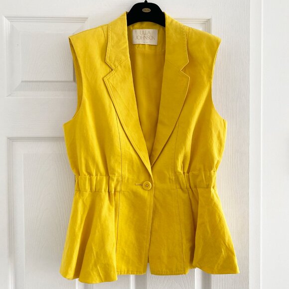 Ulla Johnson "Beatriz" Linen Vest in Yellow, size Small - Picture 3 of 10